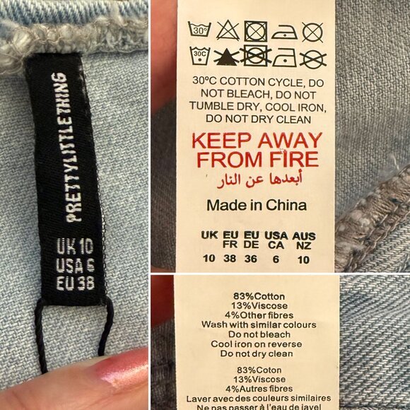 Light Blue Wash Dip Hem Bust Cup Denim Corset Top Size 6 PrettyLittleThing - Picture 6 of 9